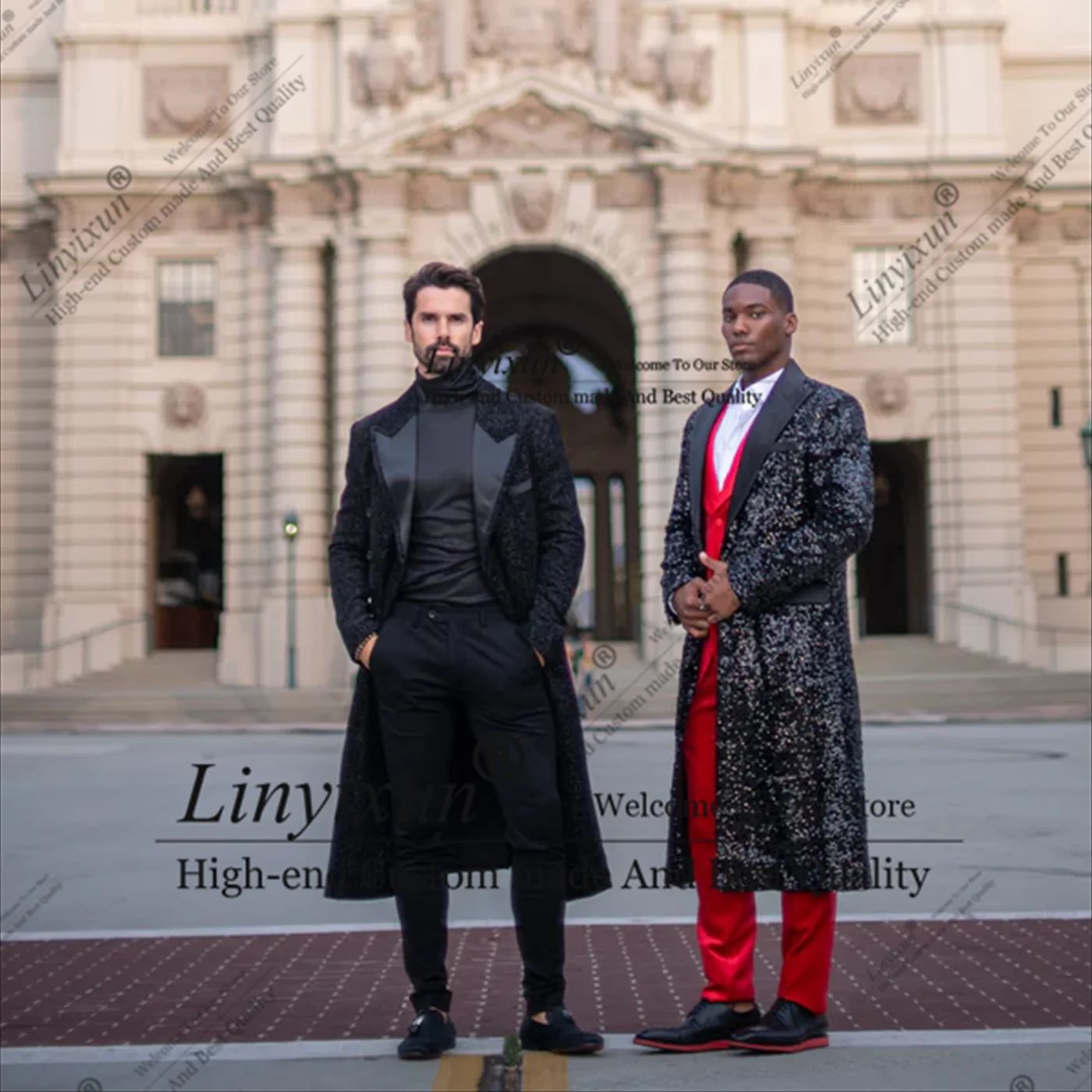 X Men Grooming - Błyszczące garnitury męskie Luksusowe cekiny Kryształy